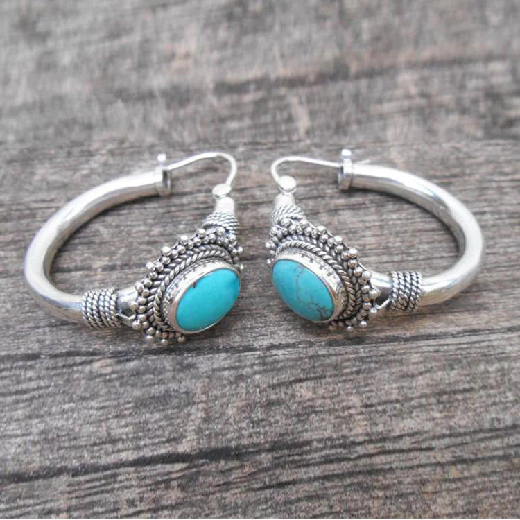 Boucles d'oreilles rétro en turquoise élégantes