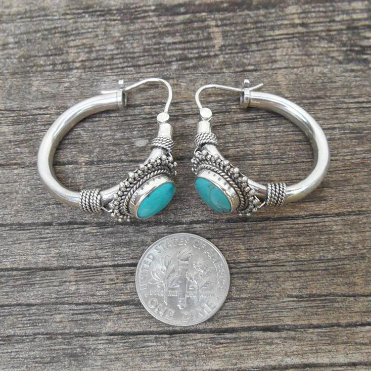 Boucles d'oreilles rétro en turquoise élégantes