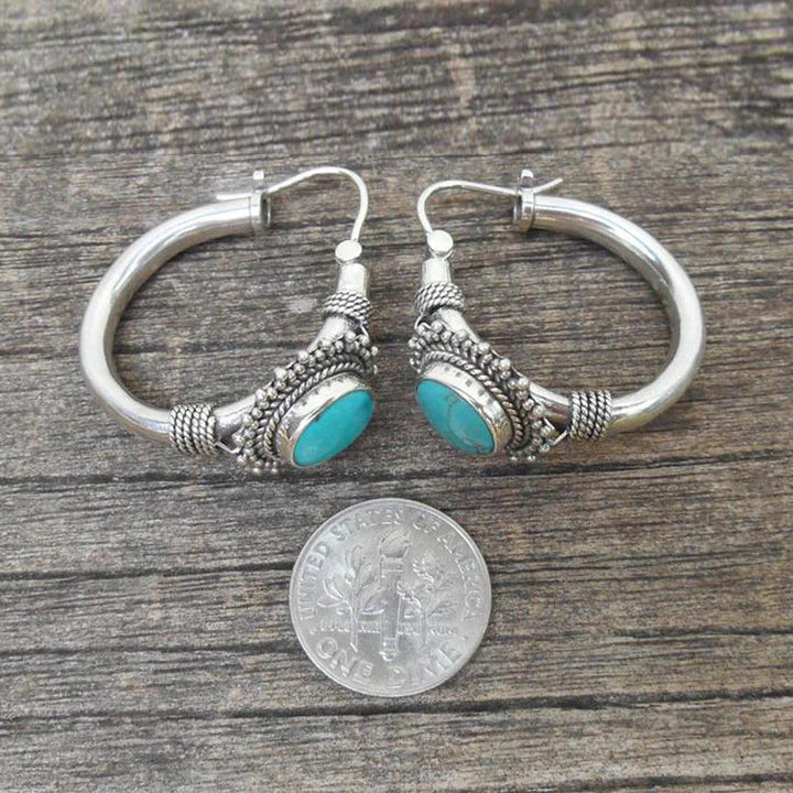 Boucles d'oreilles rétro en turquoise élégantes