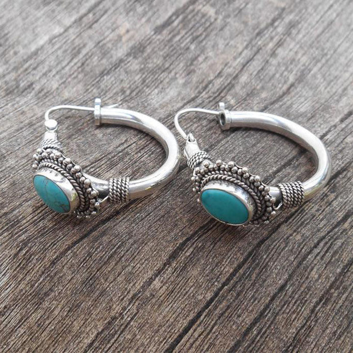 Boucles d'oreilles rétro en turquoise élégantes