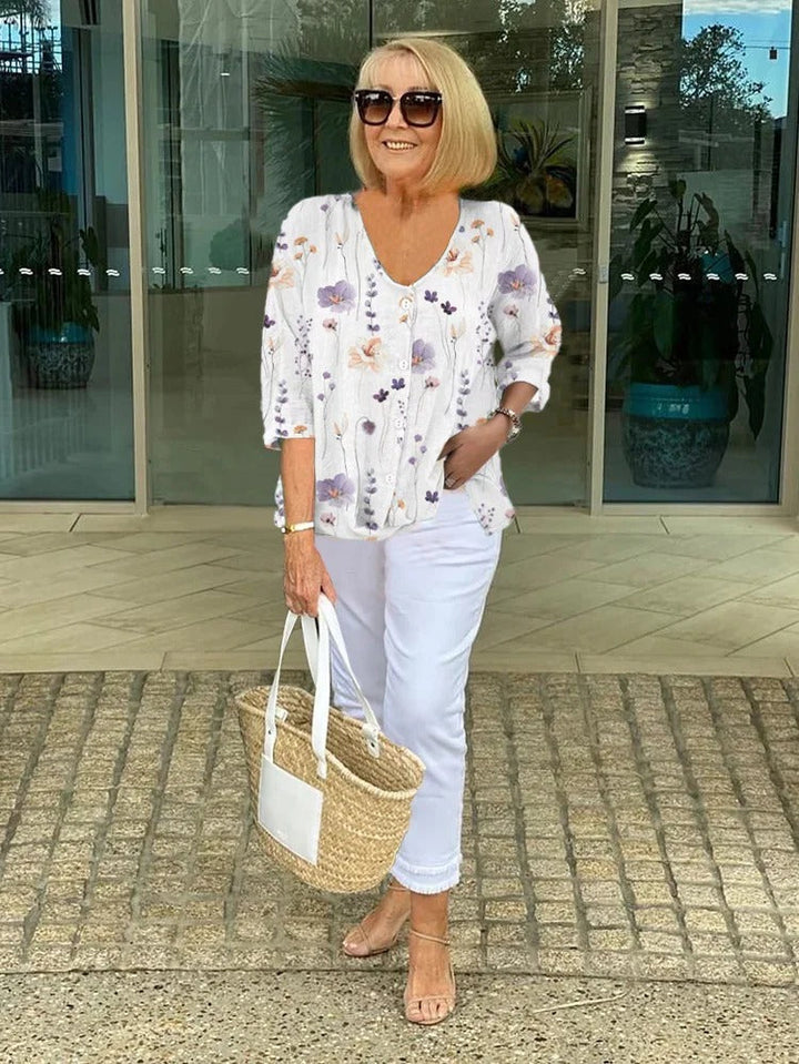 Teresa - Blouse Florale Élegante Avec Boutons
