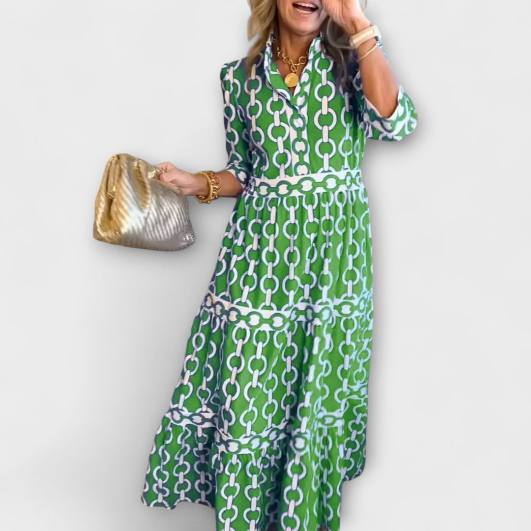 Sophia - Robe Midi avec Motif Chaîne