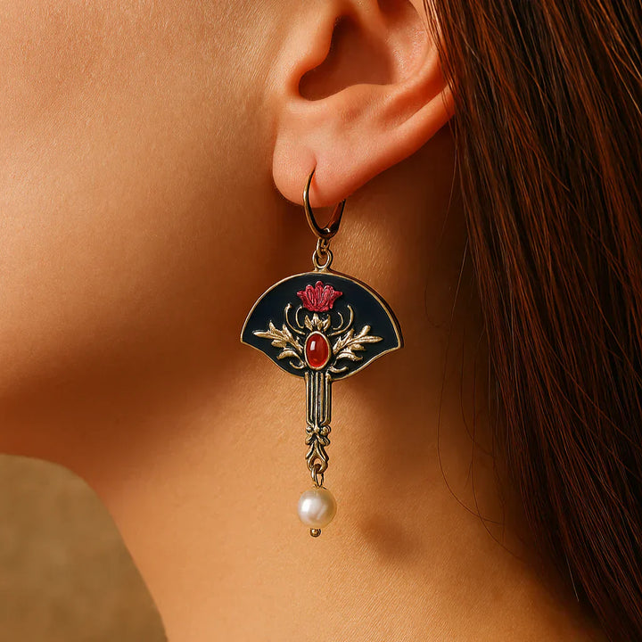 Boucles d'oreilles perchance en perles rouges vintage