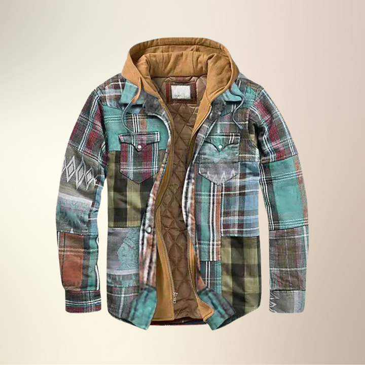 Veste Patchwork à Carreaux Élégante