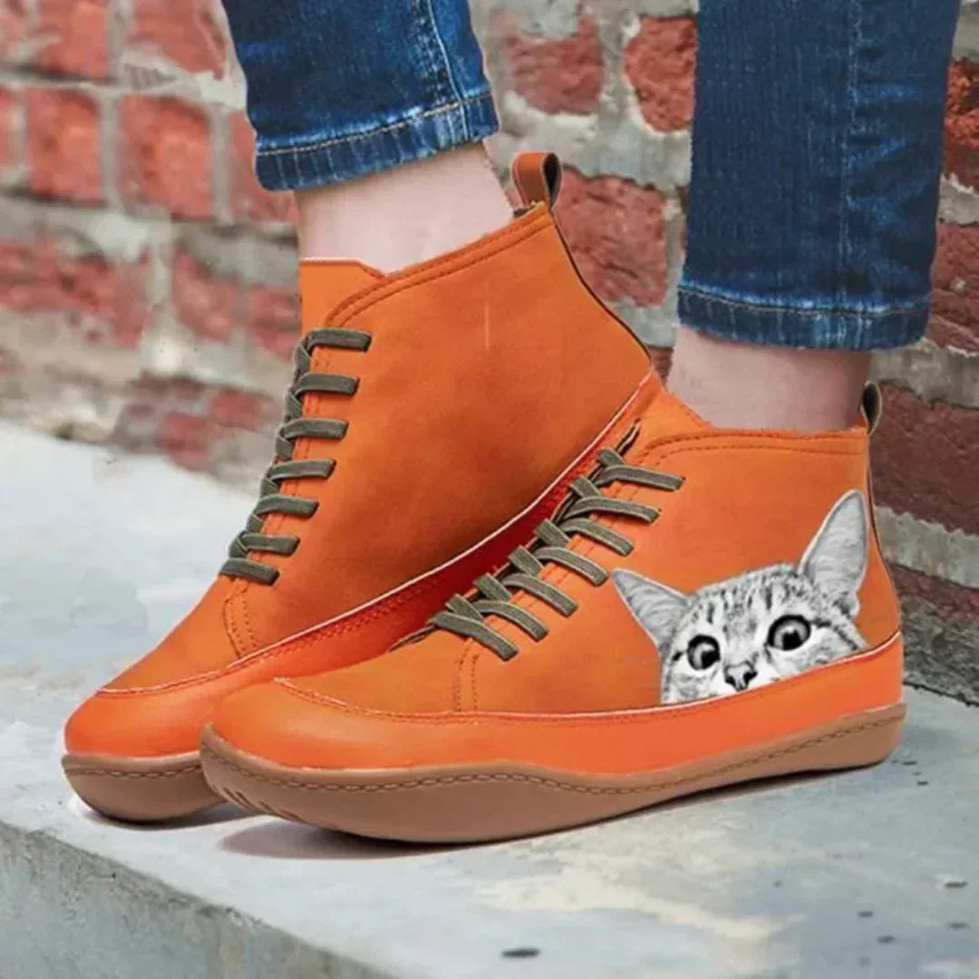 Bottines en cuir pour les amoureux des chats
