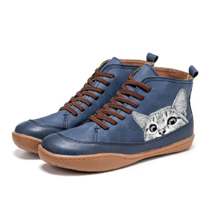 Bottines en cuir pour les amoureux des chats