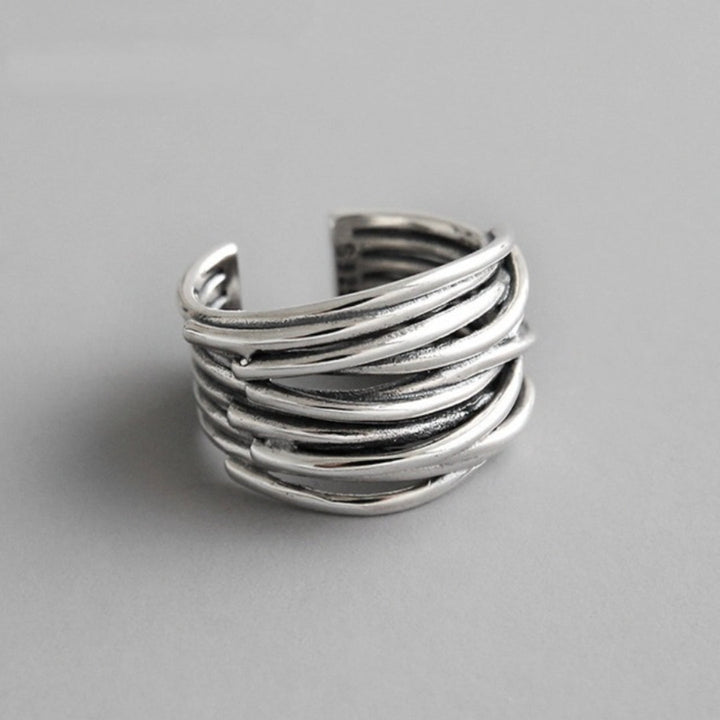 Bague Ajustable en Argent à Couches pour un Style Unique