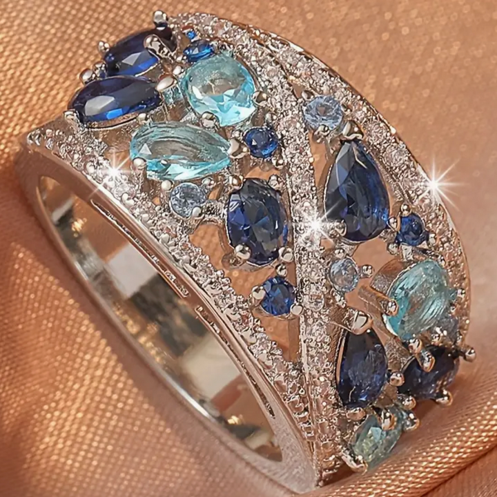 Bague en zirconium bleu élégante - Une pièce incontournable intemporelle
