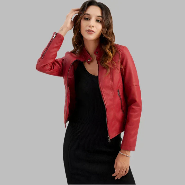 Veste en cuir lisse minimaliste