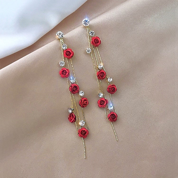 Bijoux d'élégance florale - Boucles d'oreilles roses stimulantes