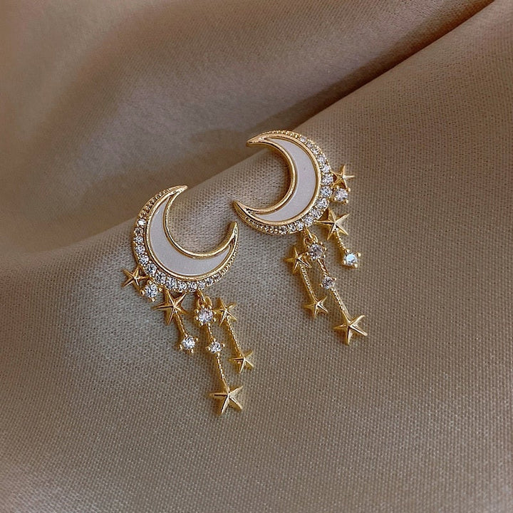 Édition limitée - Boucles d'oreilles lune en cristal élégantes