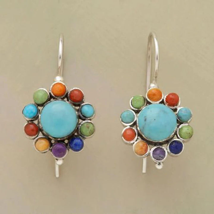 Boucles d'oreilles hoops en turquoise multicolore brillantes