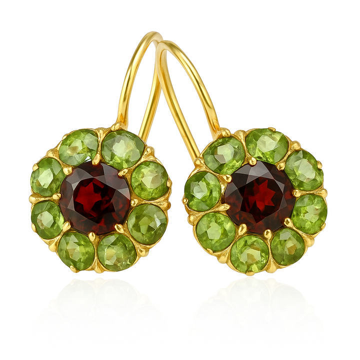 Boucles d'oreilles rétro élégantes en cristal vert et rouge pour un look intemporel