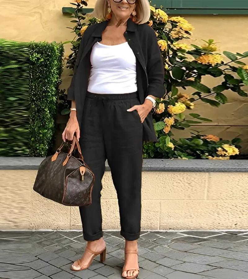Martina - Ensemble Chemise et Pantalons en Lin et Coton