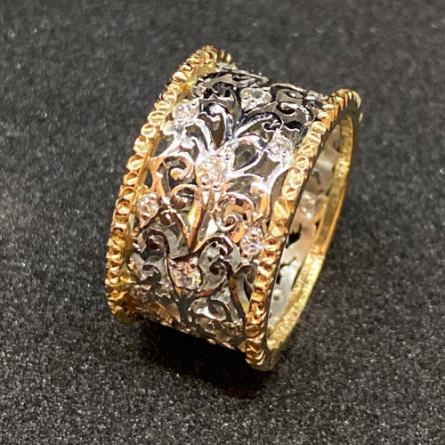 Bague vintage élégante en zircone avec motif Ivy