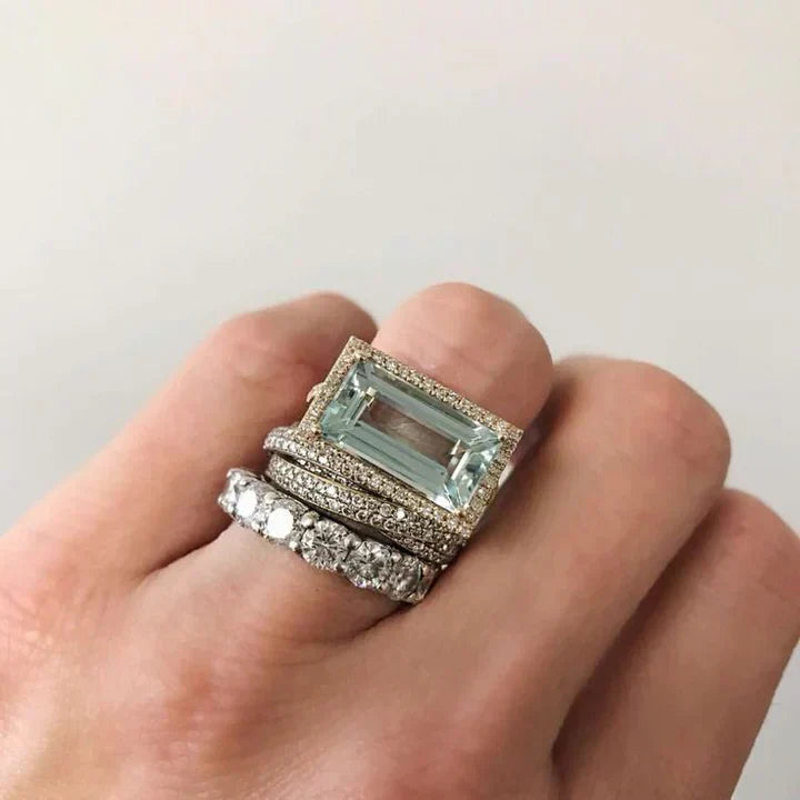 Splendide bague vintage en argent massif avec pierre de turquoise élégante