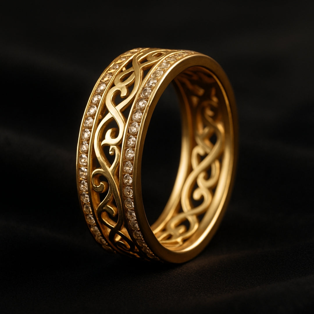 Bague dorée élégante Hohloha Hellera – accessoire de luxe pour toutes les occasions