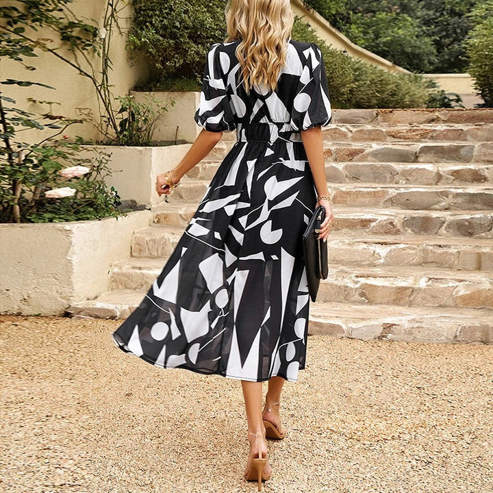 Shara - Robe Midi Chic Géométrique