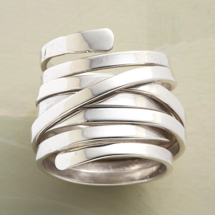 Bliss - Elegant vintage multi-layered silver ring
