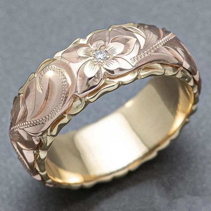 Bague en or élégante et intemporelle avec motif de rose