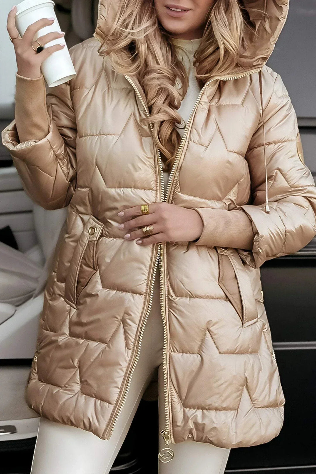 Manteau d’Hiver Élégant avec Capuche et Rembourrage
