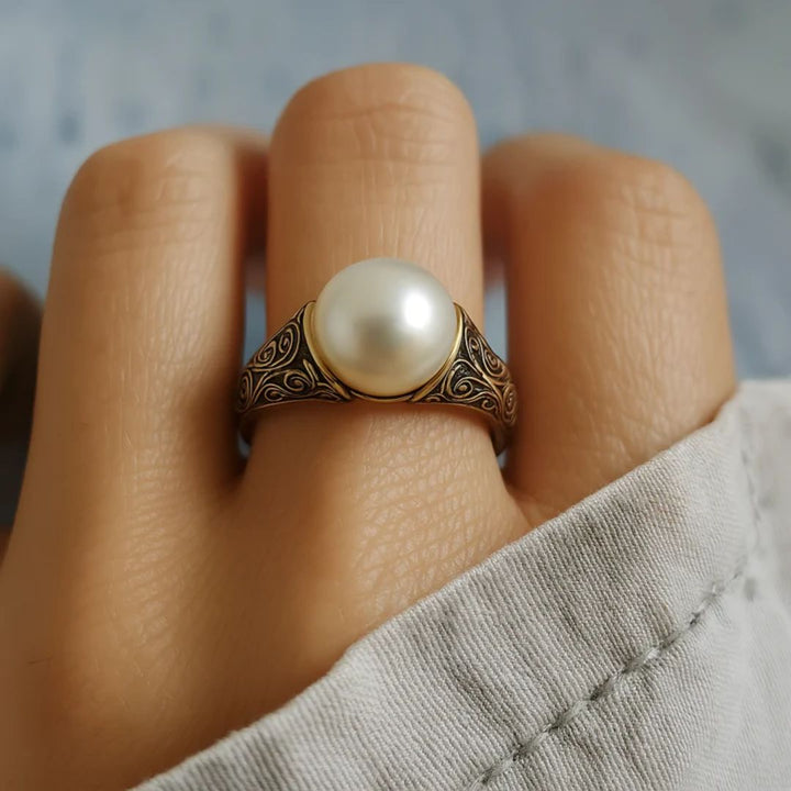 Bague vintage élégante en perle naturelle