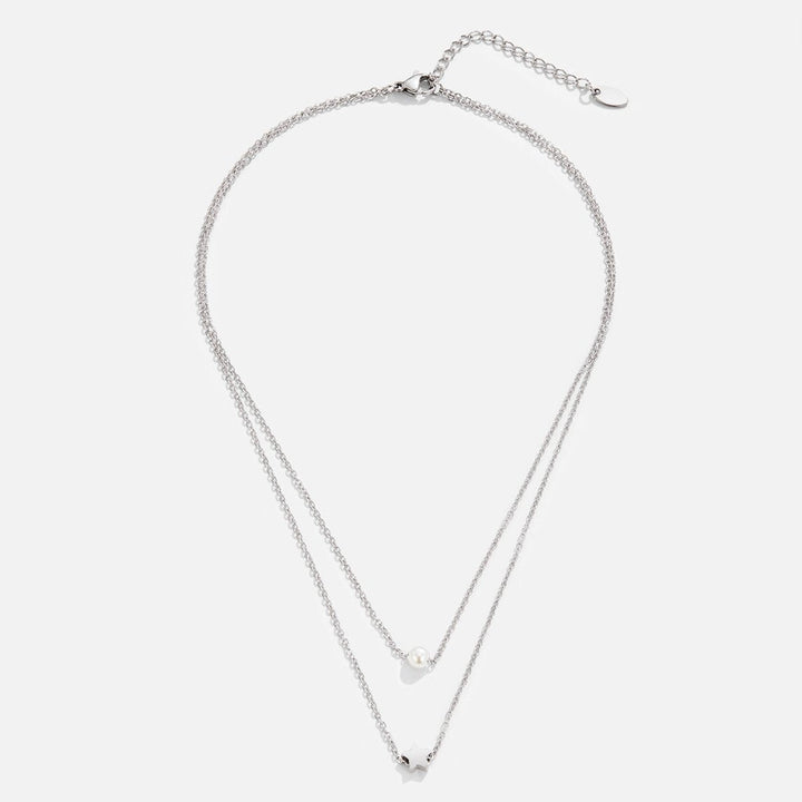 Collier en argent à étoiles et perles en couches
