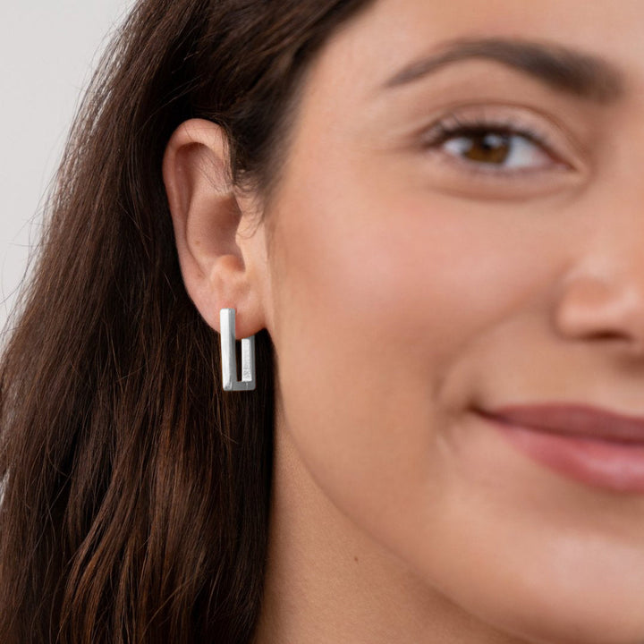 BOUCLES D'OREILLES RECTANGULAIRES EN ARGENT