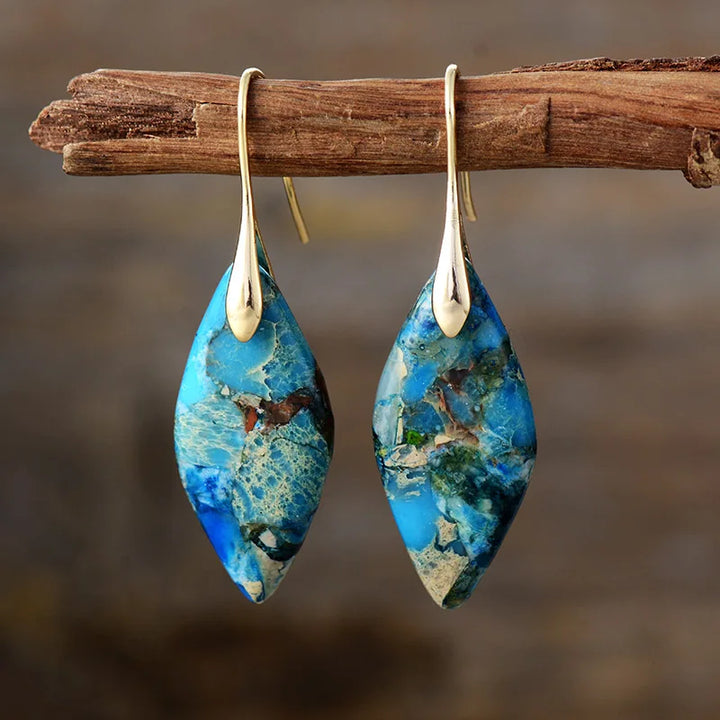 Boucles d'oreilles en pierre naturelle en forme de larme