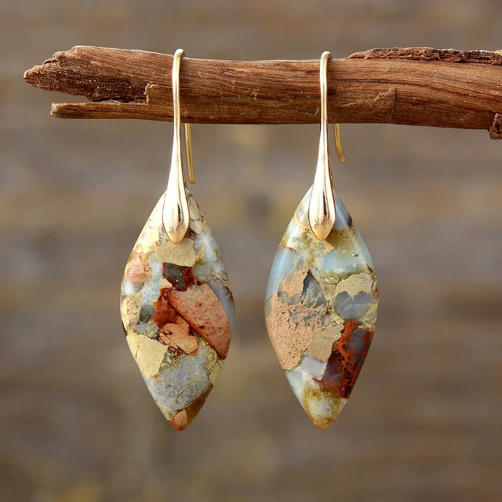 Boucles d'oreilles en pierre naturelle en forme de larme